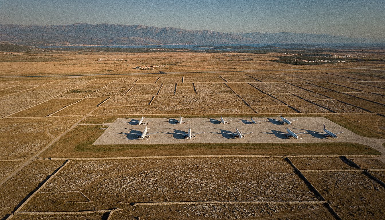 Vorfeld des Flughafens Zadar mit parkenden Flugzeugen